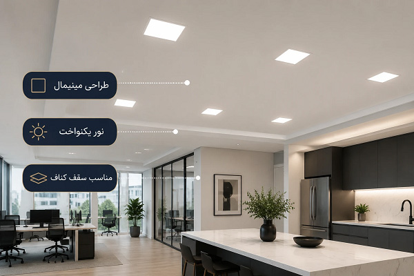 پنل LED توکار سقفی مناسب دکوراسیون مدرن و سقف کاذب