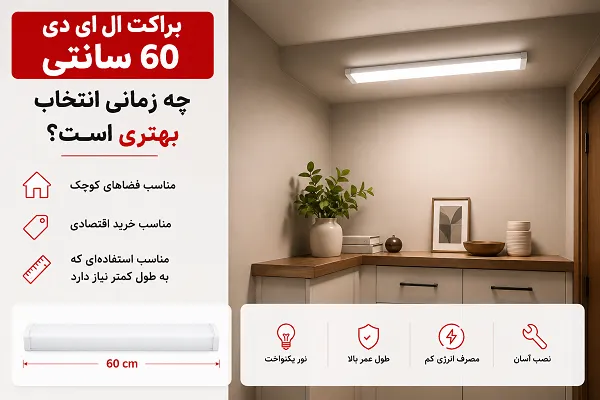 براکت ال ای دی 60 سانتی مناسب فضاهای کوچک و خرید اقتصادی 